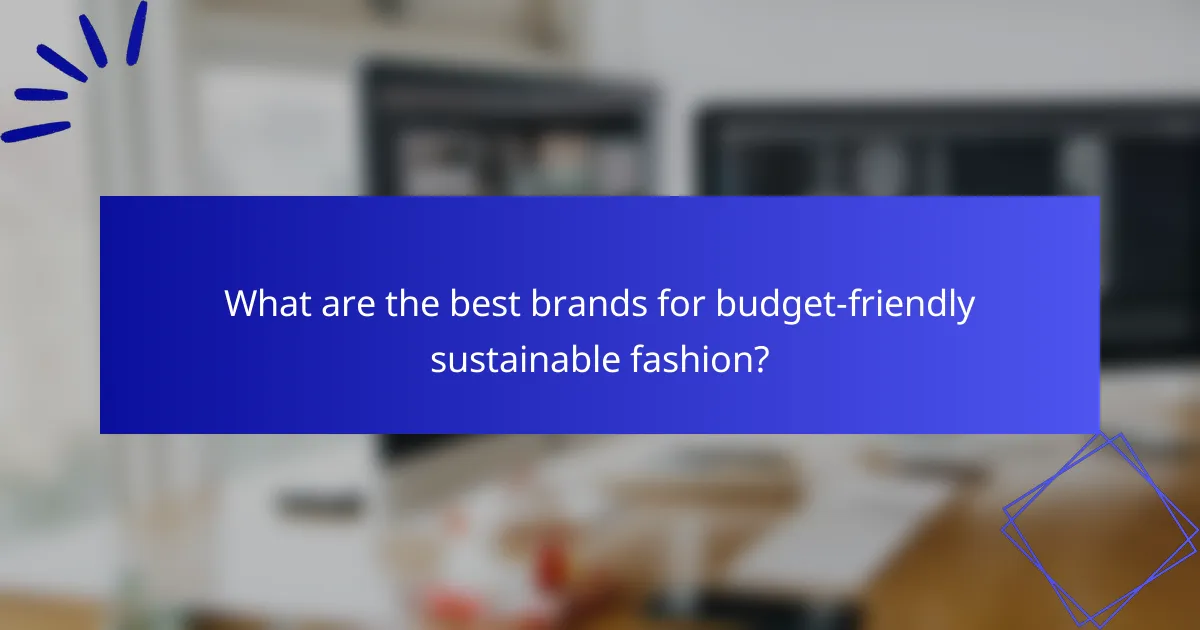 What are the best brands for budget-friendly sustainable fashion?