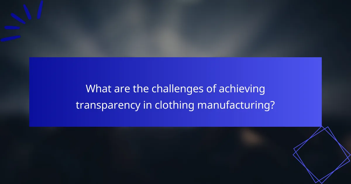 What are the challenges of achieving transparency in clothing manufacturing?