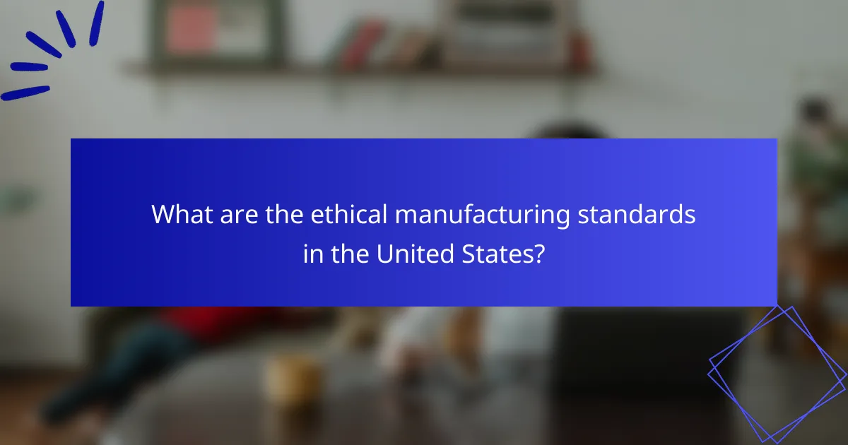 What are the ethical manufacturing standards in the United States?