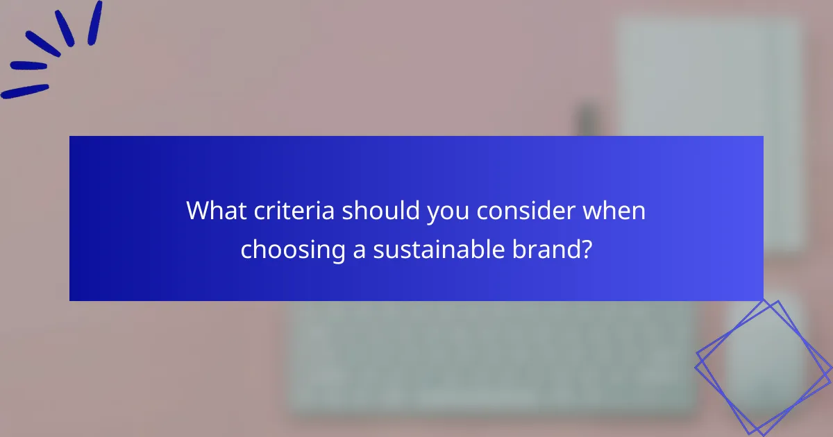 What criteria should you consider when choosing a sustainable brand?