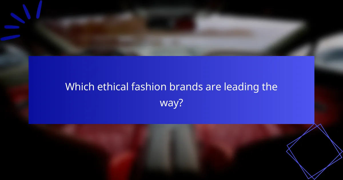 Which ethical fashion brands are leading the way?